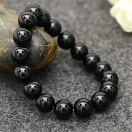 Brins Natural Black Tourmaline Bracelet Stone Beads Bracelet Gem Stone Energy Bracelet Men Yoga Energy Handmade Women Gift