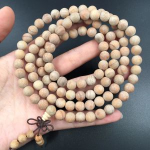 Bracelet de perles en bois de camphor naturel, 6/8 mm 108 Bouddha bracelets hommes femmes bijoux