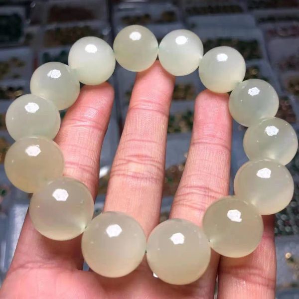 Brins de glace à l'œil de chat naturel Bracelet Bracelet Femmes guérison Bijoux de pierres précieuses Real Afghanistan Jades Perle Bracelets d'amulette perle élastique