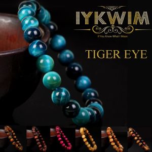 Brins Natural Colorful Tiger Eye Stone Beads Bracelet Spacet Bijoux Gift For Men Women Fashion Elastic Corde 6 8 10 mm