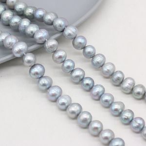 STRANDS NATUURLIJKE ZEERVE ZEPER PEARL GRIJS GREY OVAL SPACER Losse kralen voor sieraden maken DIY Charms Bracelet ketting Earring Accessoires 36 cm