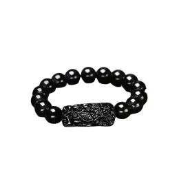 Hilos obsidiana natural pixiu pulsera de piedra pulsera feng shui salud riqueza brazalete damas accesorios para hombres