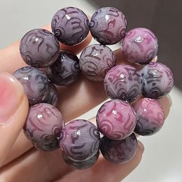 Brins Natural Purple Bodhi Root Root Breded Bracelet Perles bouddhistes Perles de chape