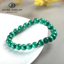 Strands Natural Semi Precious Stone redondeo Beads Malachite Bracelet Color verde de 6 mm/8 mm/10 mm Tamaño para elegir oración de amuleto afortunado