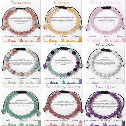 Brins en pierre de pierre naturelle rose perles de quartz bracelet femme 8 mm agates rondes bracelets perlées réglables pour hommes couples bijoux