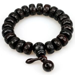 Brins en bois naturel Tibétain bouddhiste mâle bracelet Lightning Stroke Jujube perles de méditation Men de méditation Mantra Bracelet Femmes Yoga Bijoux