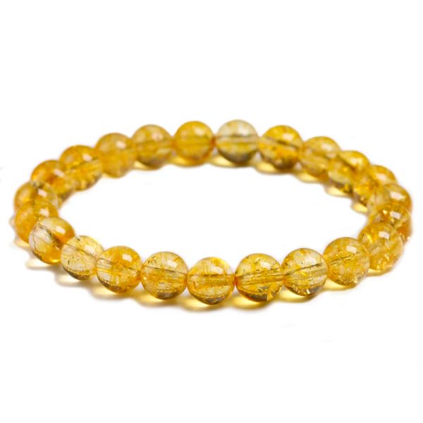 Brins Natural Yellow Citrine Stone 6 mm 8 mm 10 mm Bracelet Bracelet à la main