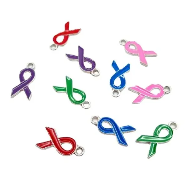 Brins nouveaux 50pcs cancer du sein conscience du cancer du sein rose bleu violet vert rouge bronzer des charmes pour le collier de bracelet bricolage