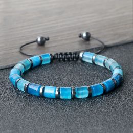 Brins neufs bracelet tressé en cylindres bleu rond cru