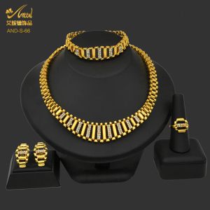 STARDS NIEUWE BRAZILIAAL GOUD GODE SIELRY SETS DUBAI OORRINGEN KIJLLACE SETS VOOR DRAME RINGEN Afrikaanse bruiloft Bracelet Geschenk sieraden