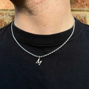 STRANDS NIEUWE KLASSIEKE A-Z EERSTE Letter Hanghanger ketting voor heuphop roestvrijstalen Cubaanse ketting ketting voor heren sieradencadeaus 240424