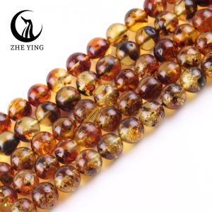 STRANDS NIEUW NATUURLIJKE PABALD AMBER KRIJKEN 6 8MM RUIME STONE Loose Spacer -kralen voor sieraden maken DIY armband kettingaccessoires 15 