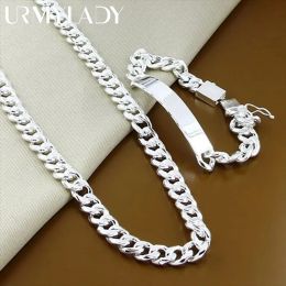 Hilos noble fino 925 plata esterlina sólido de collar de 10 mm de collar de 10 mm Juegos de joyas de joyería Fashion Fashion For Men 50/55/60cm