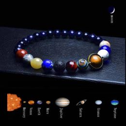 Brins notant huit planètes bracelet masculin 6 mm 8 mm de roche volcanique naturelle braslet lapis lazuli brazalete chakra braclet pulsera