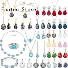 Brins original 2024 Nouveaux ensembles de bijoux fins de haute qualité Crystal Charming Water Drop Colliers Boucles d'oreilles Bracelet pour femmes avec logo