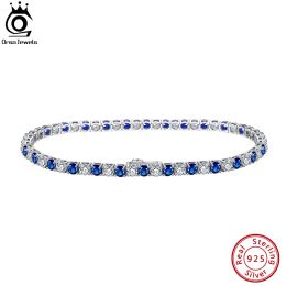 Strands Orsa Joyas Pulsera de tenis 925 STERLING SILEPRESA 3.0 mm Clearsapphire Cubic Zirconia Fashion Chain Brailret SB137