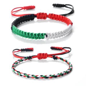 Stands Palestine rouge noir vert blanc drapeau national bracelet Fil tissé Bracelet Perles de pierre naturelles Bracelets de mode pour femmes bijoux hommes
