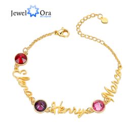 Brins personnalisés 15 enfants Nom Bracelet Chaîne de pierre de naissance Femmes Maman Maman Grand-mère Charme personnalisée Bracelets Gift pour la fête des mères