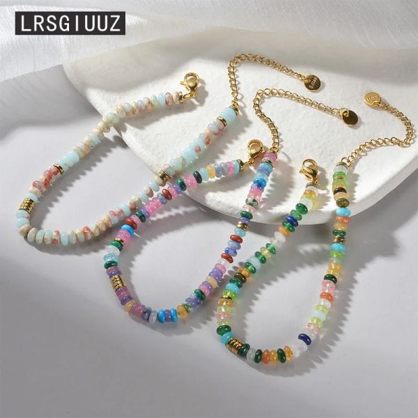 Brins de pierre naturelle populaire Bracelets de filles perlées colorées petit marché de haut niveau en acier titane artisanat en gros en gros