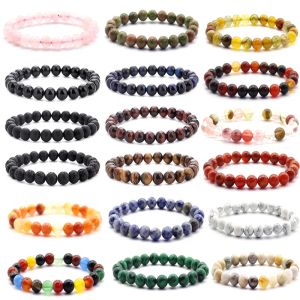 Brins bracelet quartz 8 mm en pierre naturelle perle rond lave tigre œil noir onyx énergie guérison bangle perle yoga yoga femmes bijoux