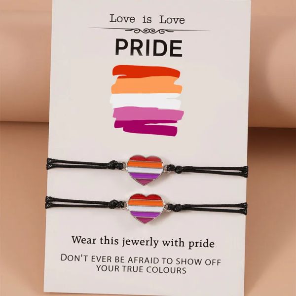 Brins arc-en-ciel amour is love fier heart charme bracelet lgbt tressé pour les bijoux gays desbiens à la main