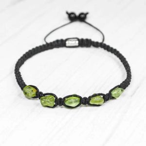 Brins bracelet cru peridot masculin macrame macrame de pierre verte bracelet cinq pierres