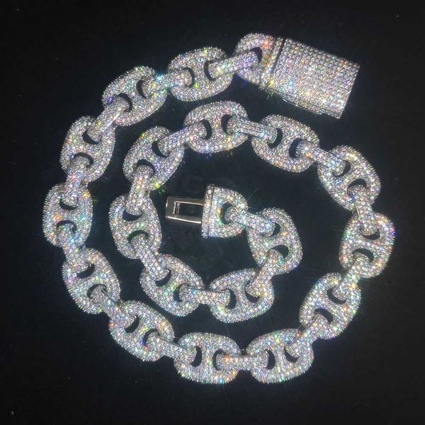 Brins Collier de liaison cubaine court et joufflu adapté aux femmes micro pave étincelante zircon platine pigle nez chaîne hip-hop bijoux 240424