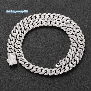 Strands Strings 925 Silver Mosan Diamond 10 mm Doble hilera de diamantes Cadena cubana Collar de plata esterlina Certificado a juego de moda