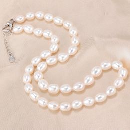 Brins cordes AAAA 7 8mm naturel collier de perles d'eau douce femmes bijoux 925 argent blanc rose violet réel 230729