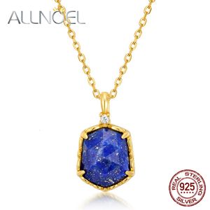 Brins Cordes ALLNOEL Naturel 108mm Lapis Lazuli 925 Sterling Sliver Pendentif Collier Pour Femmes 45cm Chaîne Vintage Cadeaux Fine Jewelry 230412