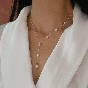 Brins cordes ashiqi réel s925 argent sterling argent naturel en eau douce perle collier de collier pour femmes 230422