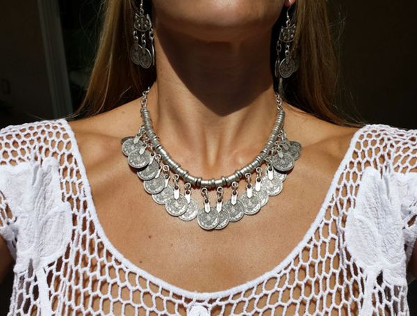 Strands Strings Boho Vintage Ethnic Metal Coins Collier pour femmes Gypsy Choker Collier Déclaration Colliers Afghan Turc Maxi Festival Bijoux 230710