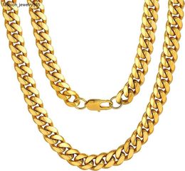 STRANDS STRINGS CHAINSPRO Heren grof Miami -ketting ketting 6/9/14 mm breed 18 "20" 22 "26" 26 "Lang 28" Goud/staal/zwart (met geschenkdoos)