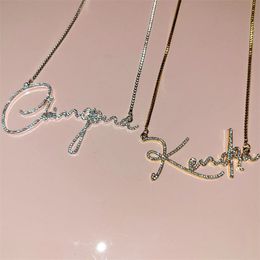 Brins cordes personnalisé cristal nom lettre collier pour femmes colliers avec diamant personnalisé différentes polices 230822