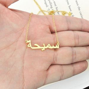 Brins Cordes Personnalisé Nom Arabe Collier Pour Les Femmes Personnalisé En Acier Inoxydable Chaîne Islamique Colliers Bijoux Maman Valentine Cadeau 230607