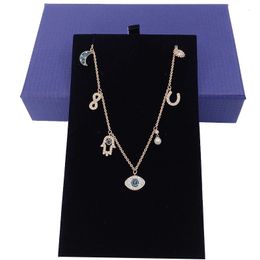 Hebras Cuerdas Ojo del diablo Palma de la suerte cristal de herradura austriaca Tirando Collar Chica regalo cadena Joyería de moda 230731