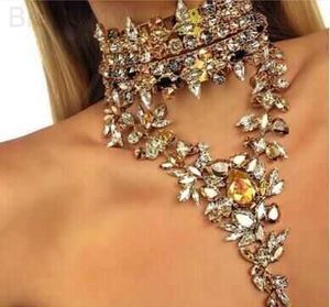 Strands Strings Fashion Fashion Gem Gem Crystal Flower Declaración Starburst Starburst Rhinestone Luxury Big Instagram Maxi Collar Collar Collar L230806