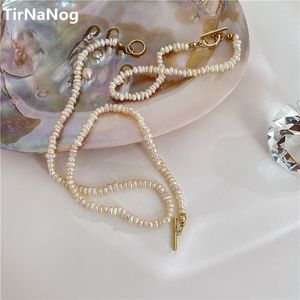 Strands Strings Collar de perlas de agua dulce naturales barrocas contratadas francesas que restauran formas antiguas Collar de cadena de clavícula OT 230422