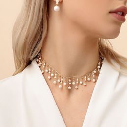 Strengen Snaren GLSEEVO Natuurlijke Zoetwater Kleine Parelketting voor Vrouwen Bruiloft Verloving Kwastje Ketting Choker Fijne Sieraden