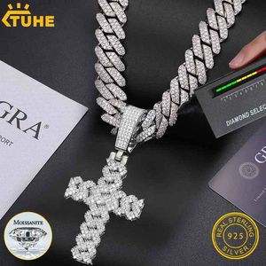 STARDS STRANDS STRINGEN HOGE KWALITEIT UNISEX Classic Cross Cross Cuban Link ketting Men Mossanite Sterling Silver 925 kettingen Kettingen Hip Hop Jewelry 230822