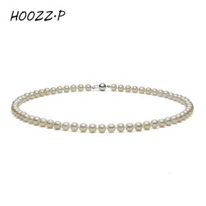 Strands Strings HOOZZ.P collier de perles d'eau douce naturelles bijoux fins pour femmes argent 925 bijoux cadeau élégant blanc 6-7mm qualité AA 230317