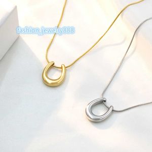 Strands Strings Jewelry ins style collier en acier au titane en forme de U pour la niche de luxe légère des femmes chaîne de clavicule pendentif en forme de fer à cheval en or 18 carats