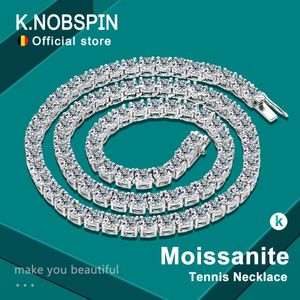 Strands Strings KNOBSPIN D Color Tennis Necklace 925 Sterling Sliver Plated 18k Gold para Mujer Hombre Hiphop Party Jewelry 230729