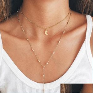 STRANDS STRINGEN STRINGEN Mtilayer Moon Bead Chain Ketting Item Pendant pailletten sieraden voor vrouwen bruiloft geschenken drop levering ketting dhgarden dh6pd