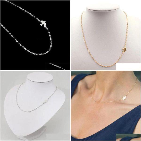 Hilos cadenas nuevas joyas de pájaros de aleación simple collar de oro de 14k cadenas de clavícula encanto de moda para mujer maxi para mujeres got dhjgp