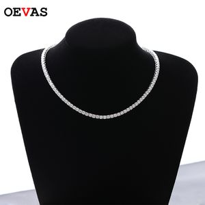 Strands Strings OEVAS 100% 925 Sterling Silver Full 3mm4mm Luxury High Carbon Diamond Tennis Chains Collier Sparkling Party Fine Jewelry Gifts 230801