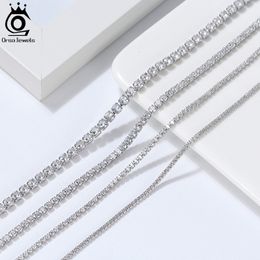 Strands Strings ORSA JEWELS Bling Zircon Tennis Necklace 925 Sterling Silver Italiano hecho a mano Iced Out CZ Chain Jewelry para hombres, mujeres SSC 230731