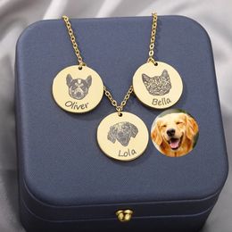 Brins cordes cadeaux personnalisés pour maman bijoux uniques Pet P o personnalisé chien Portrait collier nom pendentif colliers cadeau commémoratif Animal 230822