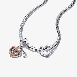 Strands Strings Real 925 Sterling Silver Necklace Heart Women's Jewelry Fashion Fit Original Snake Chain Link pour cadeau d'amour 230731