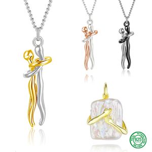 Strengen Strings S925 sterling zilver voor vrouwen parel ketting paar knuffel hanger ketting 925 sieraden goud klassiek uniek cadeau 230625